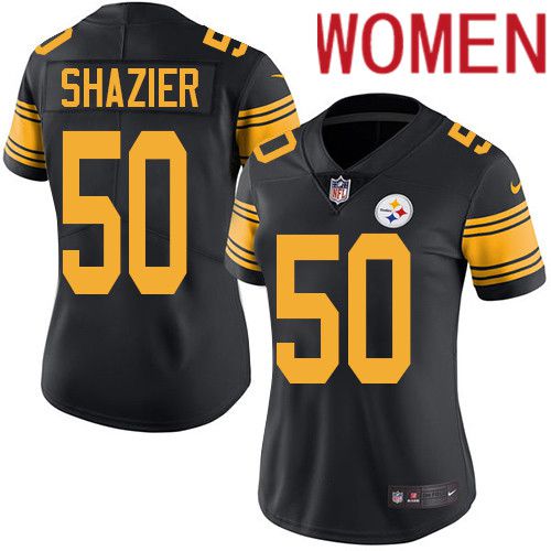 Women Pittsburgh Steelers #50 Ryan Shazier Nike Black Vapor Limited Rush NFL Jersey->women nfl jersey->Women Jersey